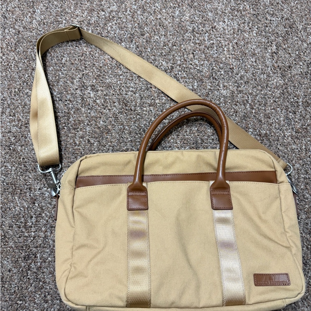 Brooks Brothers Wells Laptop Work Travel Briefcase Ledger Khaki